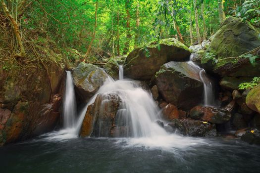 Waterfall with rain forest on mountain,Krok-E-Dok waterfall on mountain at Thailand National Park.