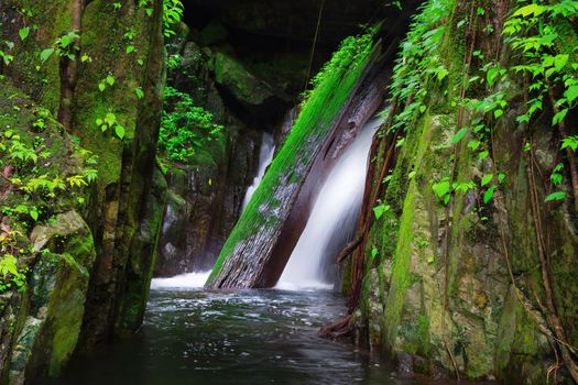 Waterfall with rain forest on mountain,Krok-E-Dok waterfall on mountain at Thailand National Park.