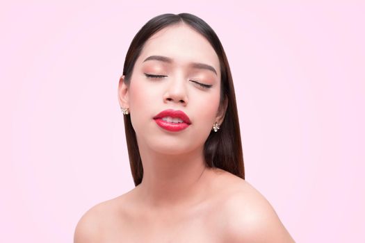 Beautiful girl is closing her eyes