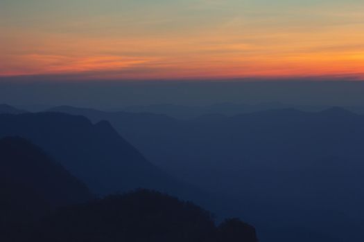 Mae Ping National Park at sunrise, Pha dang luang view point, Li, Lamphun, Thailand.