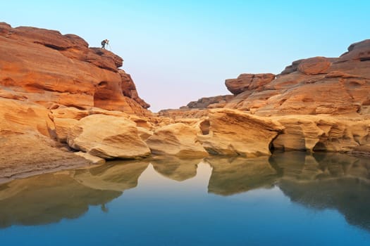 Unseen Thailand stone canyon at Sam Pan Bok in Mae Kong river. Ubonratchathani Province ,Thailand