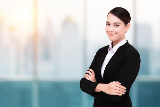 Smiling Pretty Business Woman With Arms Crossed