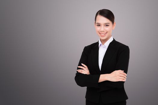 Smiling Pretty Business Woman With Arms Crossed