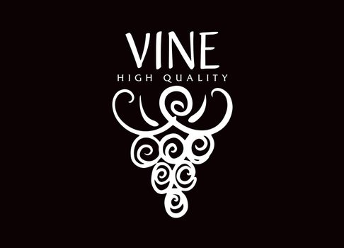 Vector logo drawn by hand. Bunch of grapes for making wine.
