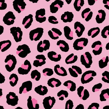 Abstract modern leopard seamless pattern. Animals trendy background. Pink and white decorative vector illustration for print, card, postcard, fabric, textile. Modern ornament of stylized skin.