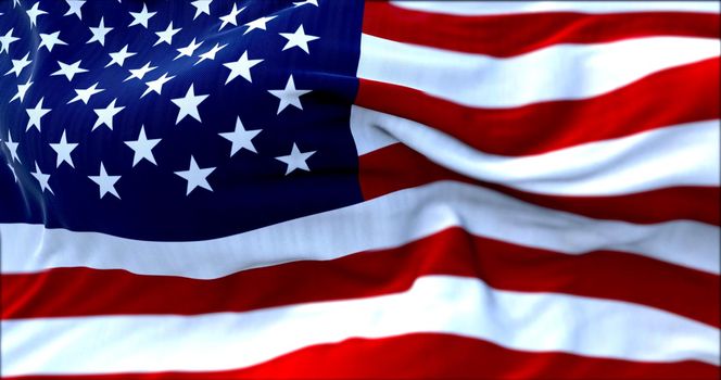 close up view of the american flag waving in the wind. Selective focus. Democracy, independence and election day. Patriotic symbol of American pride