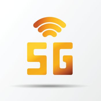 Vector golden icon network sign 5G. 5g internet technology symbol in minimalism style. Business infographic. Vector template design for creative business concept, banner, workflow layout.