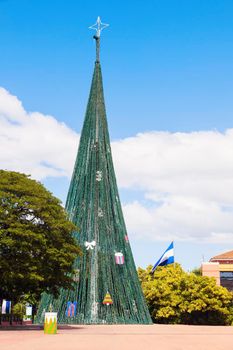 Christmas tree on Plaza de la Republica in Managua. Managua, Nicaragua.
