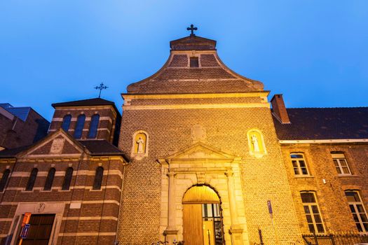 Minderbroederkerk in Hasselt at night. Hasselt, Flemish Region, Belgium.