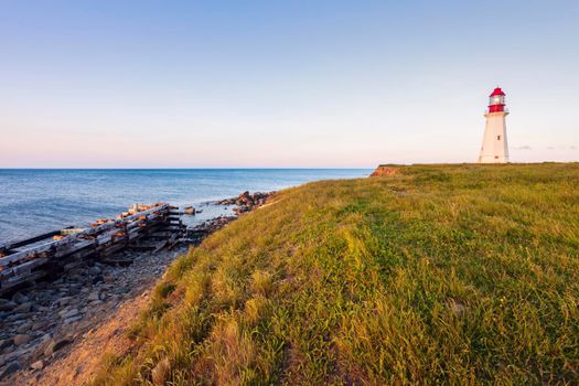 Low Point Lighthouse in Nova Scotia. Nova Scotia, Canada.
