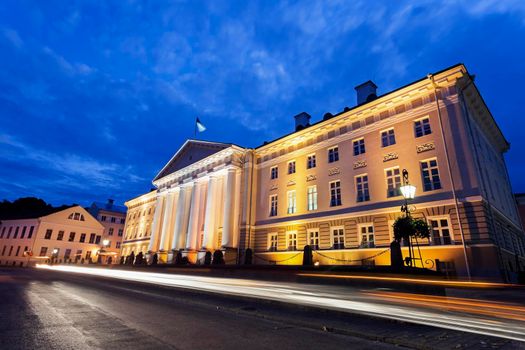 University of Tartu at night. Tartu, Estonia.