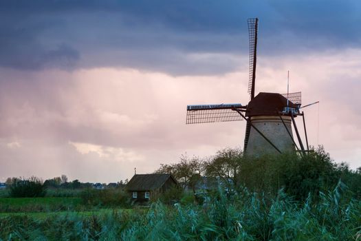 Windmills at Kinderdijk. Kinderdijk, South Holland, Netherlands
