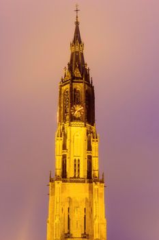New Church in Delft at evening. Delft, South Holland, Netherlands.