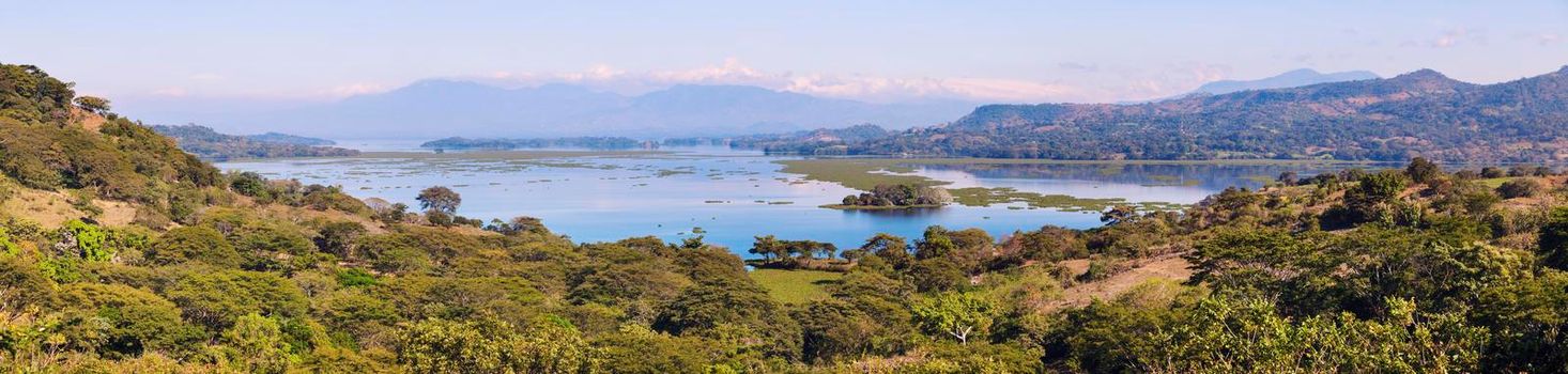 Lake Suchitlan seen from Suchitoto. Suchitoto, Cuscatlan, El Salvador.