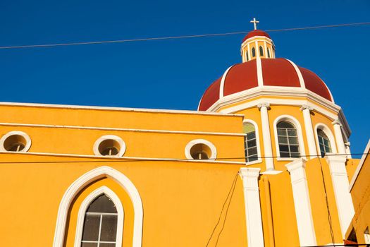 Colorful Granada Cathedral. Granada, Nicaragua.