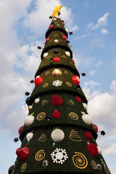 Christmas tree on Zocalo in Mexico City. Mexico City, Mexico.