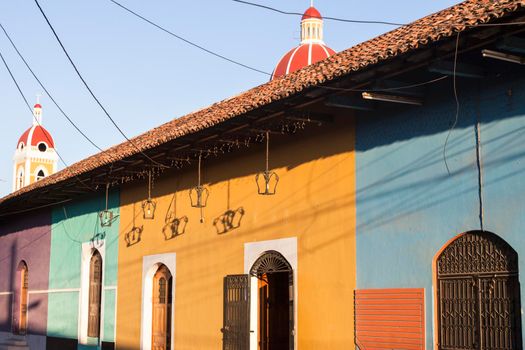 Granada Cathedral and city panorama. Granada, Nicaragua.