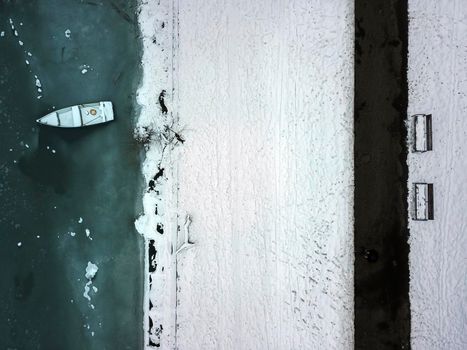 Frozen Wislok in Rzeszow. Rzeszow, Podkarpackie, Poland.