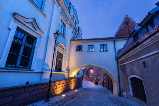 Old town of Grudziadz at night. Grudziadz, Kuyavian-Pomeranian Voivodeship, Poland.