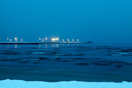 Sopot pier in winter scenery. Sopot, Pomerania, Poland.