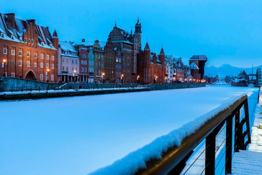 Old town of Gdansk at night. Gdansk, Pomerania, Poland.