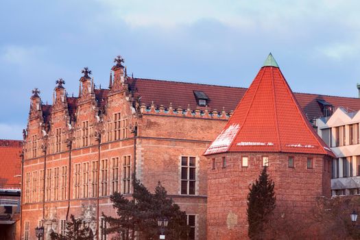 Straw Tower in Gdansk at sunset. Gdansk, Pomerania, Poland.