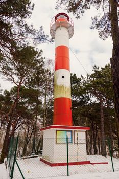 Jastarnia Lighthouse by Baltic Sea. Jastarnia, Pomerania, Poland.