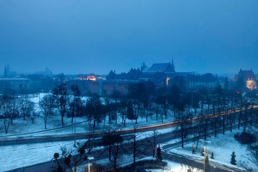 Old Town of Torun at night. Torun, Kuyavian-Pomeranian Voivodeship, Poland.
