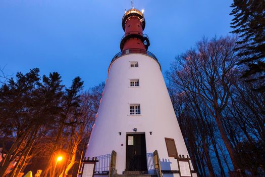 Lighthouse in Rozewie at sunset. Gdansk, Pomorskie, Poland.