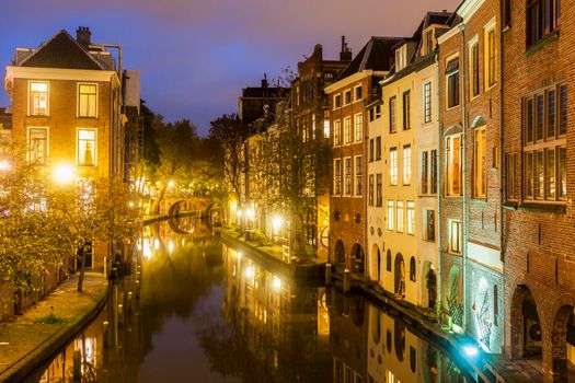 Utrecht architecture along the canal. Utrecht, South Holland, Netherlands.