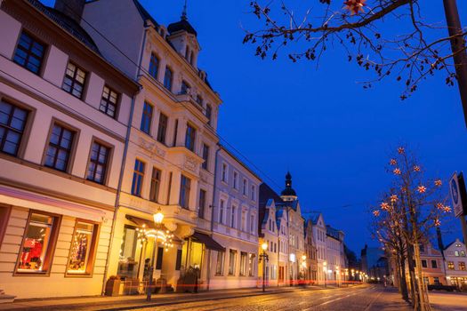 Cottbus architecture at night. Cottbus, Brandenburg, Germany. 