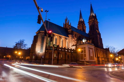 Basilica Cathedral of St. Mary of the Assumption in Wloclawek. Wloclawek, Kuyavian-Pomeranian Voivodeship, Poland.
