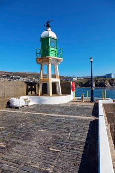 Lighthouse in Port Erin on the Isle of Man. Port Erin, Isle of Man.