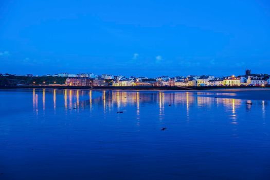 Panorama of Peel at evening. Peel, Isle of Man.