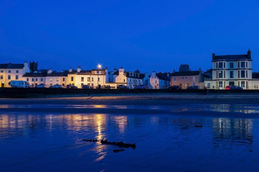 Panorama of Peel at evening. Peel, Isle of Man.