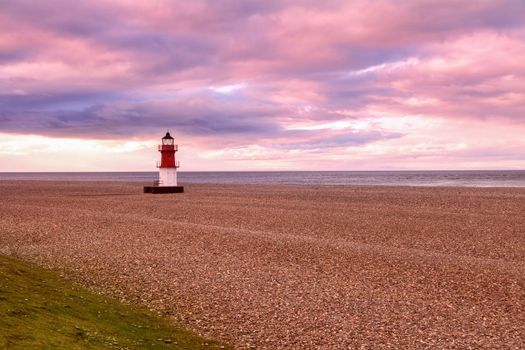 Point of Ayre Lighthouse on the Isle of Man. Douglas, Isle of Man.