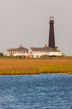 Bolivar Point Lighthouse in Texas. Galveston, Texas, USA.