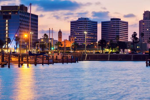 Architecture of Corpus Christi at sunset. Corpus Christi, Texas, USA.