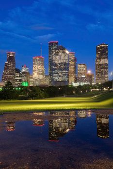 Panorama of Houston at night. Houston, Texas, USA.