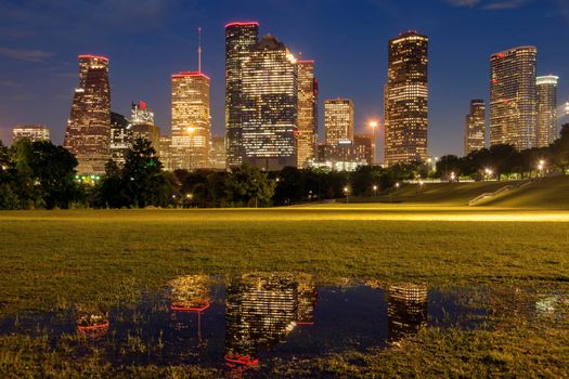Panorama of Houston at night. Houston, Texas, USA.