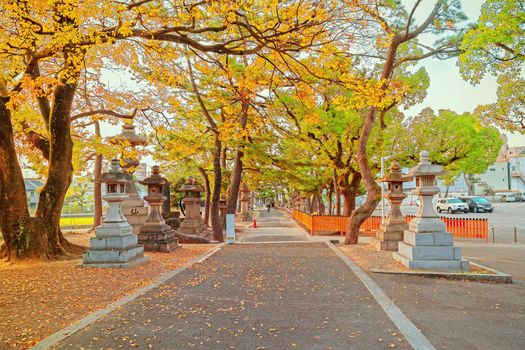 Osaka, Japan - 21 Nov 2018 - Sumiyoshi Grand Shrine or Sumiyoshi Taisha in Osaka City, Kansai, Osaka, Japan.