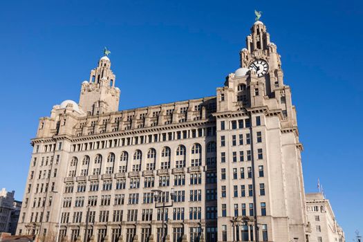Royal Liver Building in  Liverpool, North West England, Poland.