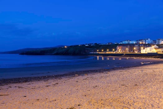 Panorama of Peel at evening. Peel, Isle of Man.