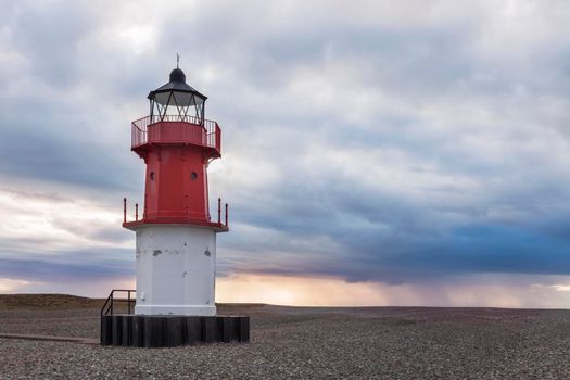Point of Ayre Lighthouse on the Isle of Man. Douglas, Isle of Man.
