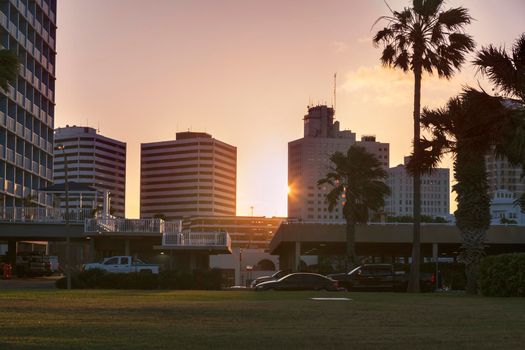 Sunset in Corpus Christi. Corpus Christi, Texas, USA.