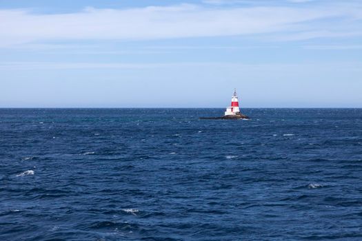 Rocher Petite Saint Pierre Lighthouse. Saint Pierre, Saint Pierre and Miquelon.