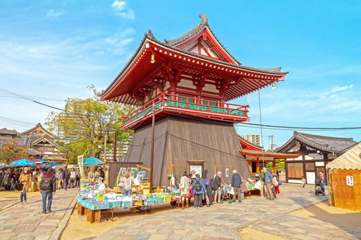 Osaka, Japan - 21 Nov 2018 - Flea market in Shitennoji Temple (Every 21 and 22 days of every month),Osaka, Japan