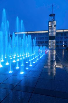 Koszalin City Hall at night. Koszalin, West Pomerania, Poland.