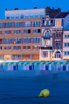 Architecture of Dunkirk at night. Dunkirk, Hauts-de-France, France.