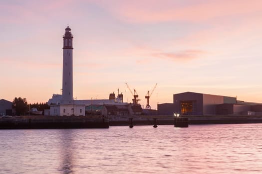 Lighthouse of Risban in Dunkirk. Dunkirk, Hauts-de-France, France.